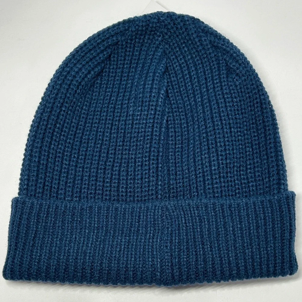 Hurley‎ Mens Max Cuff 2.0 Beanie Blue Ribbed Knit Cuffed Hat Winter Tossle Cap